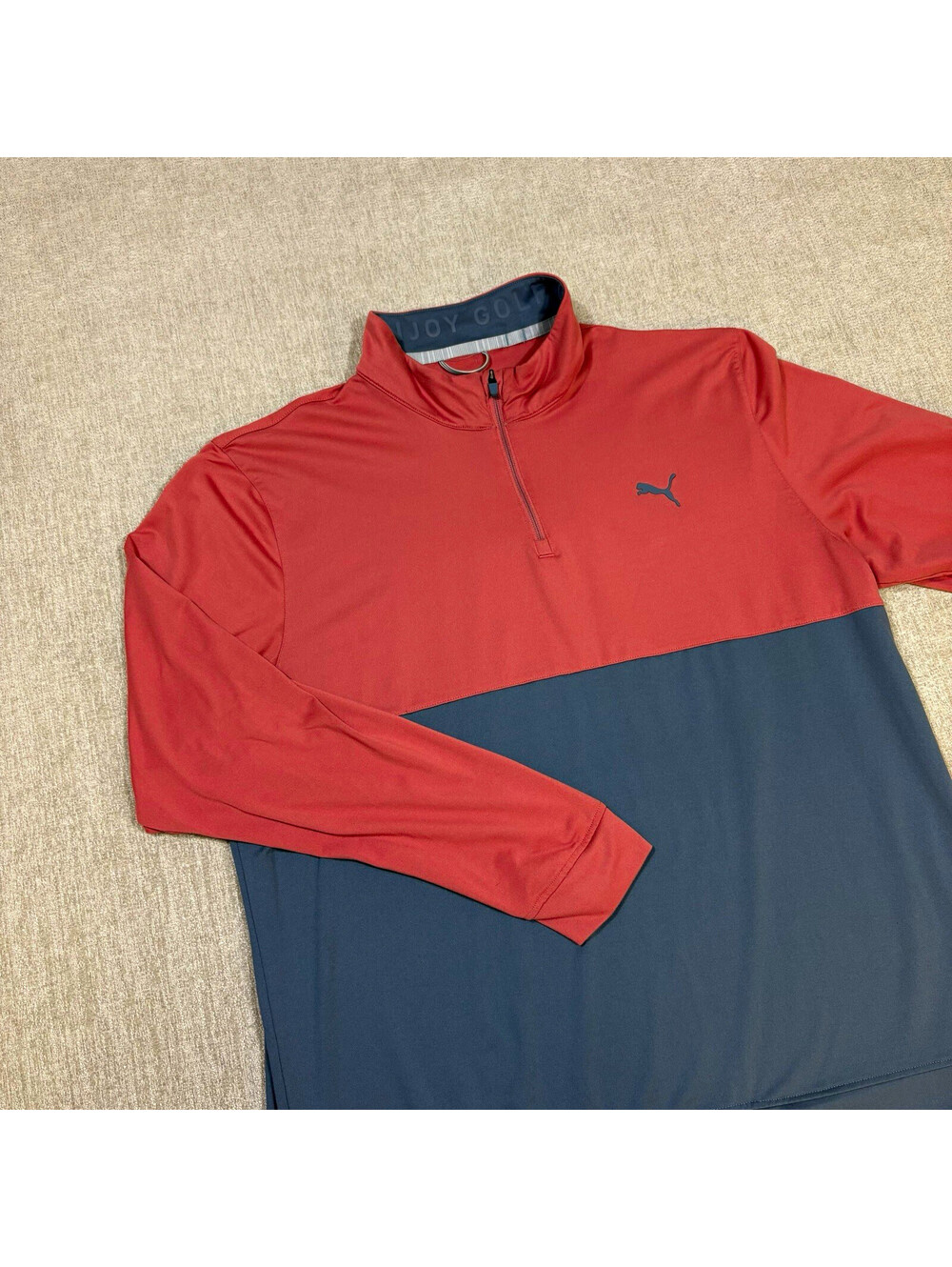 Puma Golf 1/4 Zip Pullover Mens XL Red Navy Colorblock Long Sleeve Mock Neck